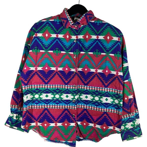 Roughrider Aztec Pattern Long Sleeve Button Down - Picture 1 of 8